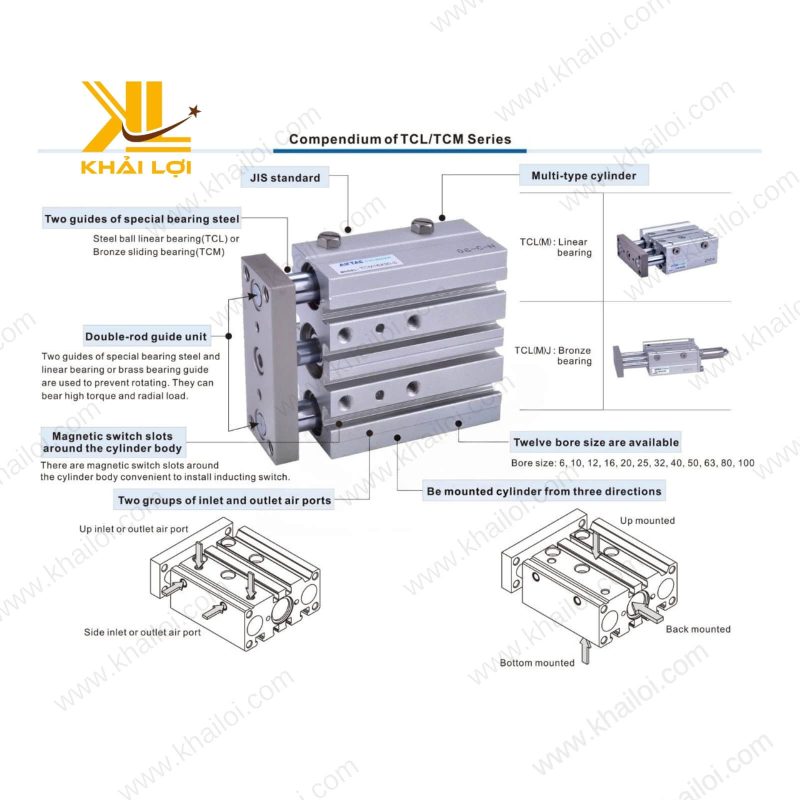 Xi lanh khí nén AIRTAC TCMJ TCLJ chống mài mòn hiệu quả.