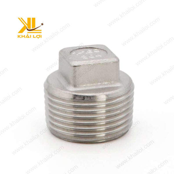 Cận cảnh bít ren ngoài inox 304 với thiết kế ren ngoài sắc nét, dễ lắp đặt.