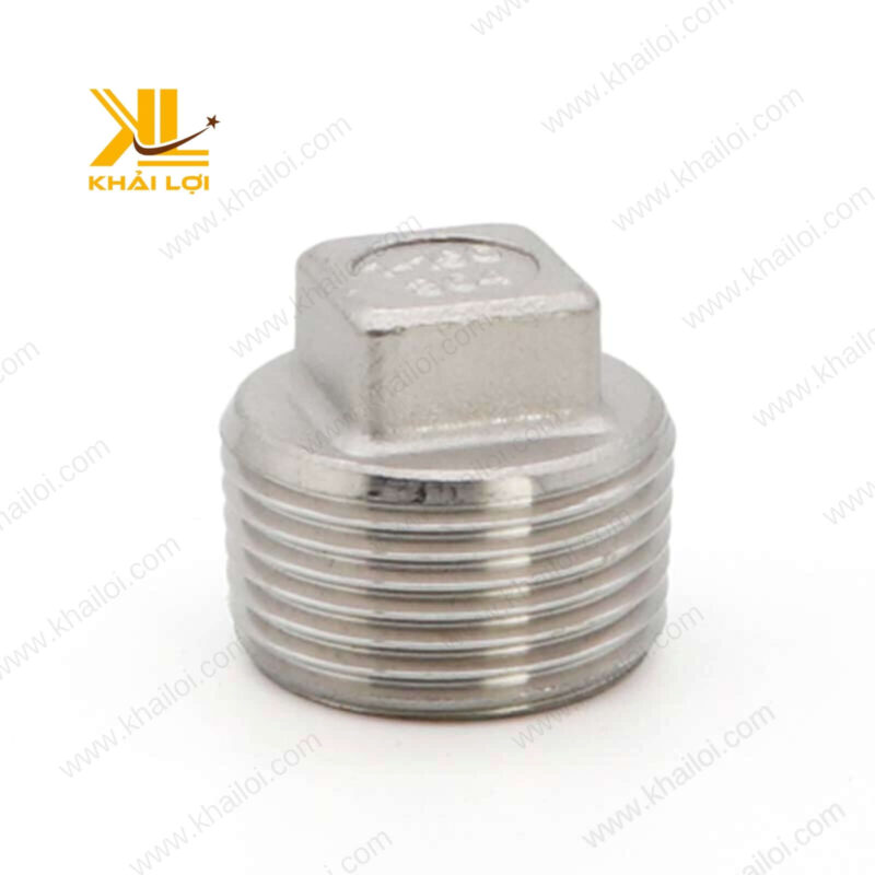 Cận cảnh bít ren ngoài inox 304 với thiết kế ren ngoài sắc nét, dễ lắp đặt.