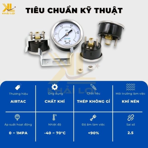 Đồng Hồ Hơi Mặt Tròn, Mặt Vuông Airtac - Ảnh 3