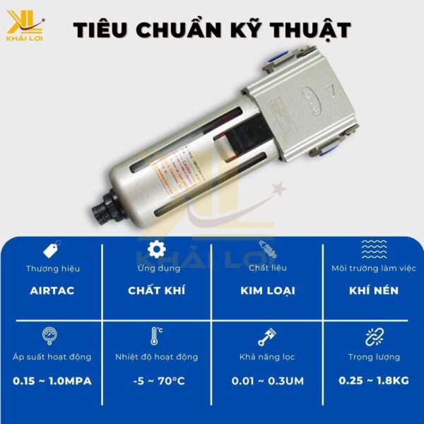 Lọc Khí Nén AIRTAC GPF200 GPF300 GPF400 - Ảnh 3