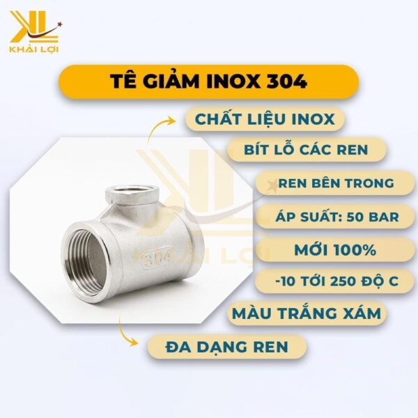 Tê Giảm Inox 304 - Ảnh 2