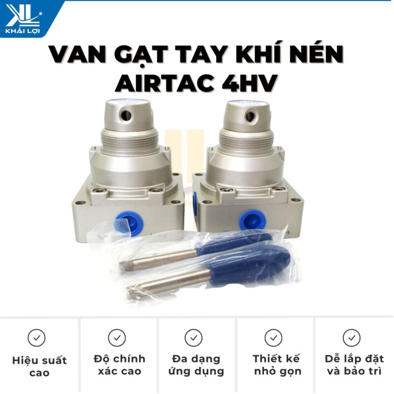 Thông số kỹ thuật Van Gạt Tay Khí Nén Airtac 4HV của Vật tư công nghiệp Khải Lợi.