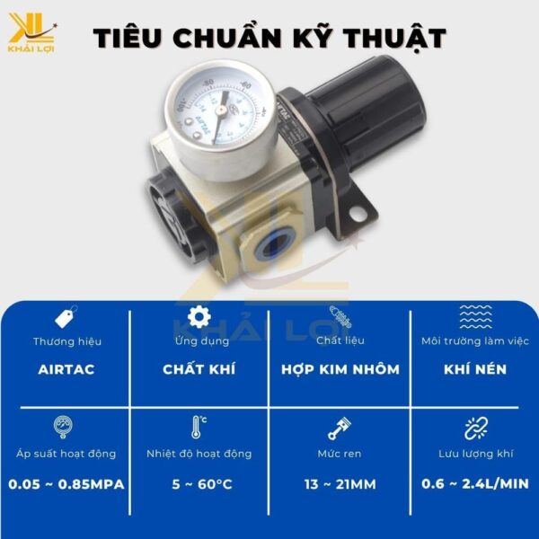 Van Chỉnh Áp Khí Nén AIRTAC GVR200 GVR300 GVR400 - Ảnh 3