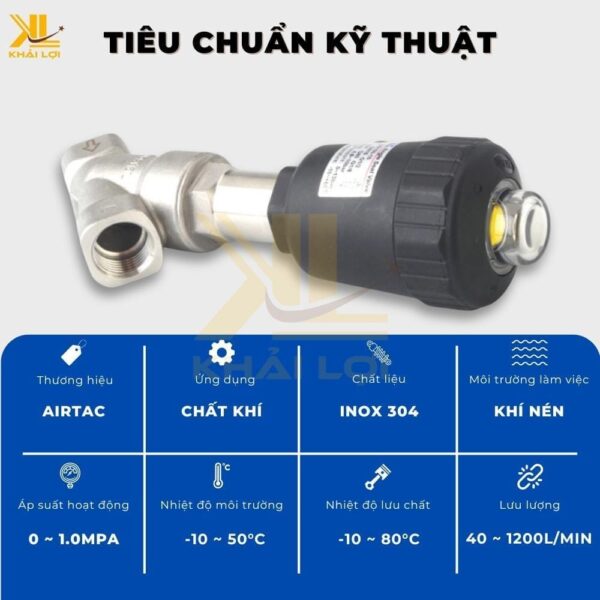 Van Xiên Khí Nén Một Chiều AIRTAC 2JS 2JW - Ảnh 3
