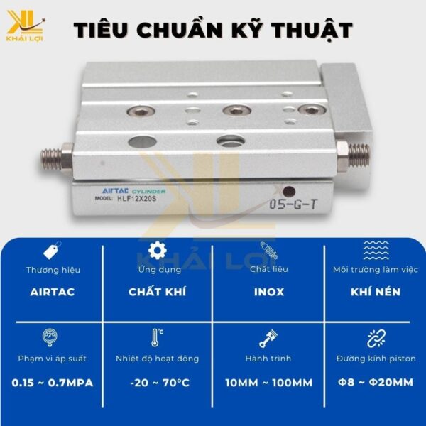 Xi Lanh Dẹp Trượt AIRTAC HLF 8 12 16 20 - Ảnh 3