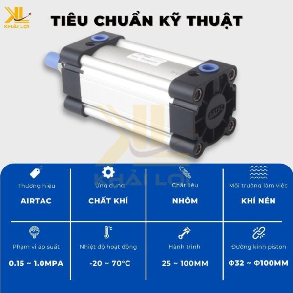 Xi Lanh Khí Nén AIRTAC SAU 32 40 50 63 80 100 - Ảnh 3