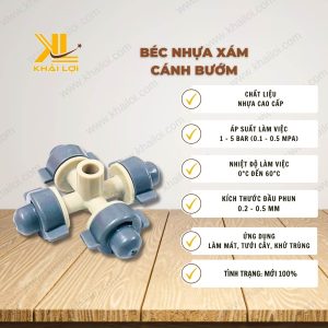 Thông số kỹ thuật Béc nhựa xám cánh bướm 4 béc từ thương hiệu Vật tư công nghiệp Khải Lợi.