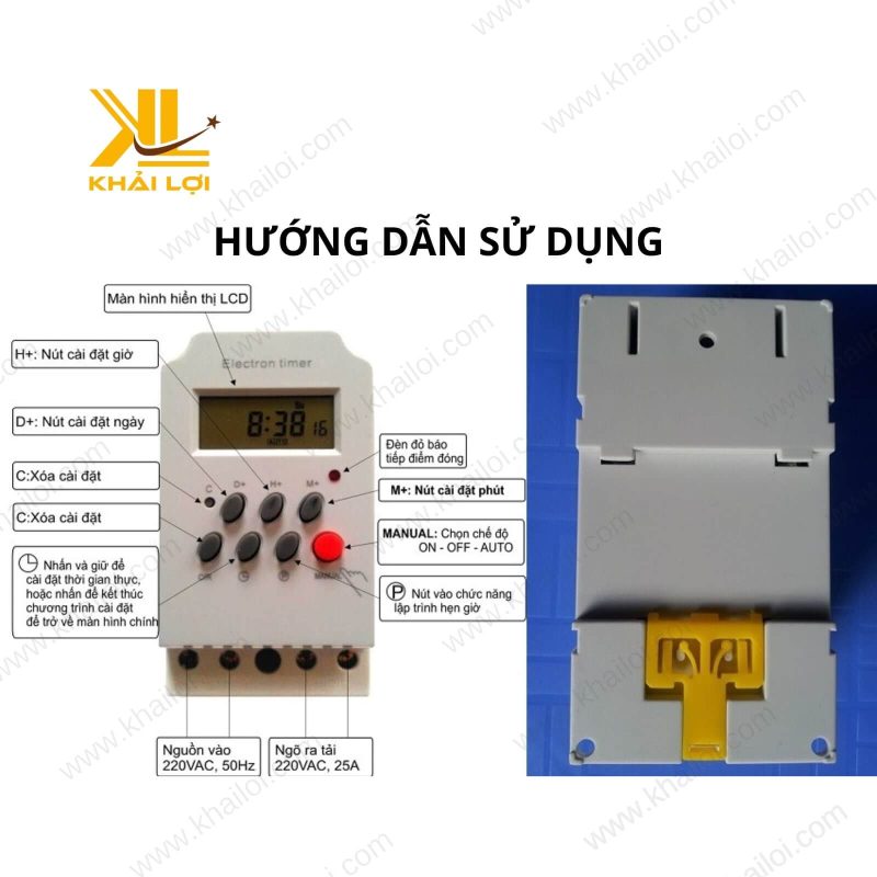Hướng dẫn sử dụng bộ hẹn giờ timer điện tử và TG-16A của Vật tư công nghiệp Khải Lợi.