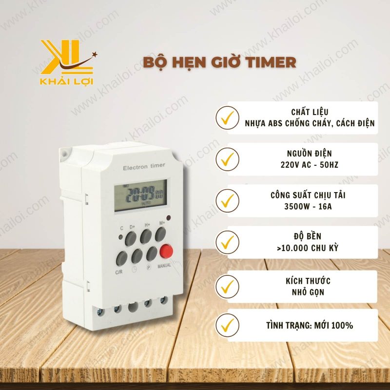 Thông số kỹ thuật bộ hẹn giờ timer điện tử và TG-16A của Vật tư công nghiệp Khải Lợi.
