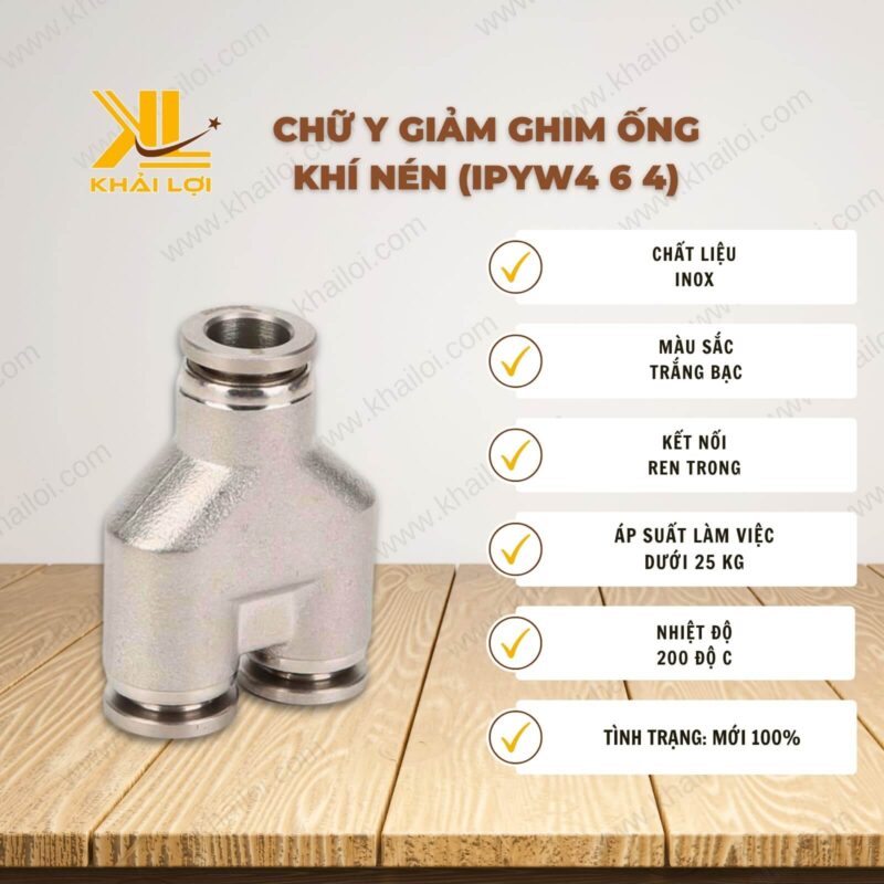 Thông số kỹ thuật Chữ Y Giảm Ghim Ống Khí Nén IPYW4 6 4 của Vật tư công nghiệp Khải Lợi