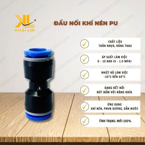 Thông số đầu nối khí nén PU vật tư công nghiệp Khải Lợi.