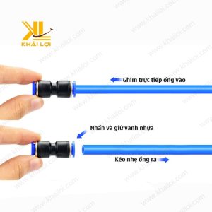 Đầu nối PU trong hệ thống khí nén công nghiệp.