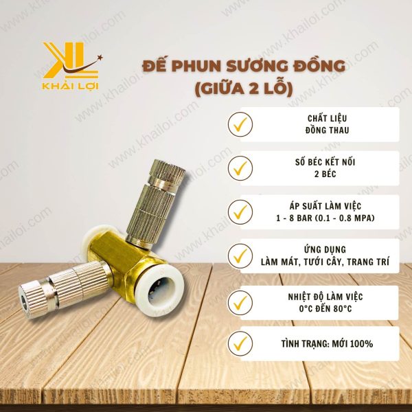 Thông số kỹ thuật của Đế phun sương đồng (giữa 2 lỗ).