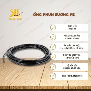 Thông tin kỹ thuật ống phun sương PE của vật tư công nghiệp Khải Lợi.