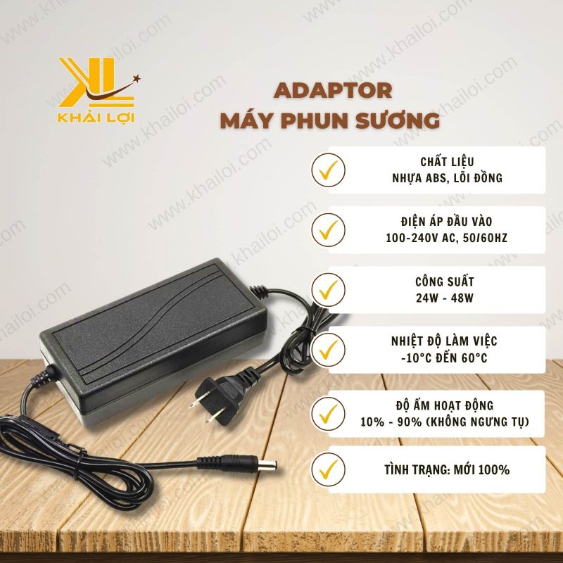 Thông số kỹ thuật 'Adaptor máy phun sương' của Vật tư công nghiệp Khải Lợi.