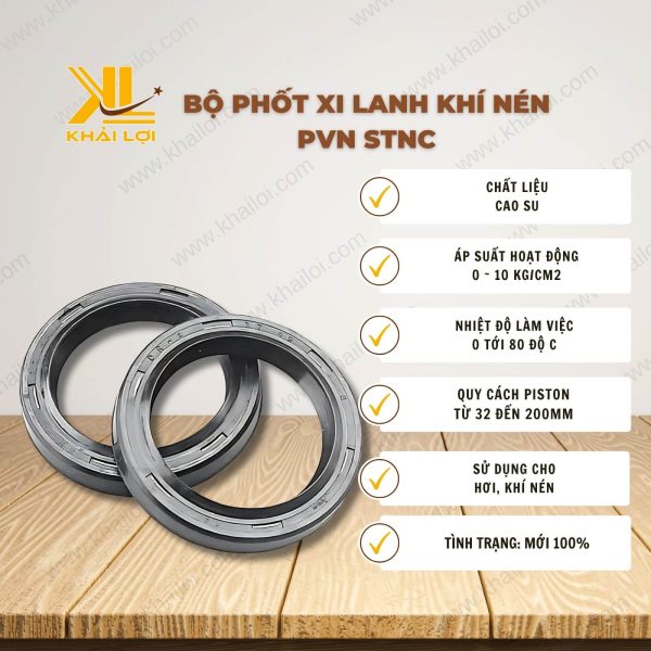 Thông số kỹ thuật Bộ Phốt Xi Lanh Khí Nén PVN STNC của Vật tư công nghiệp Khải Lợi.