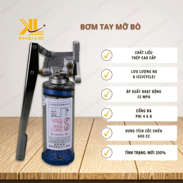 Thông số kỹ thuật Bơm tay mở bò của Vật tư công nghiệp Khải Lợi.
