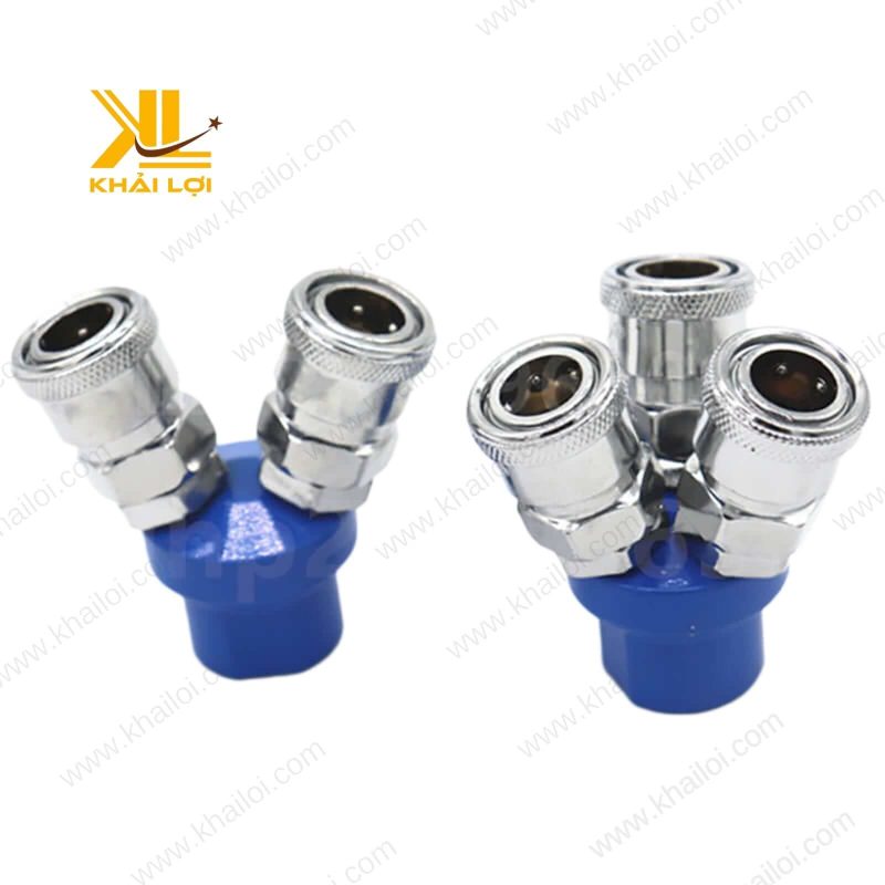 Cận cảnh Chia Tròn Khớp Nối Nhanh Khí Nén, thép không gỉ, khóa tự động.