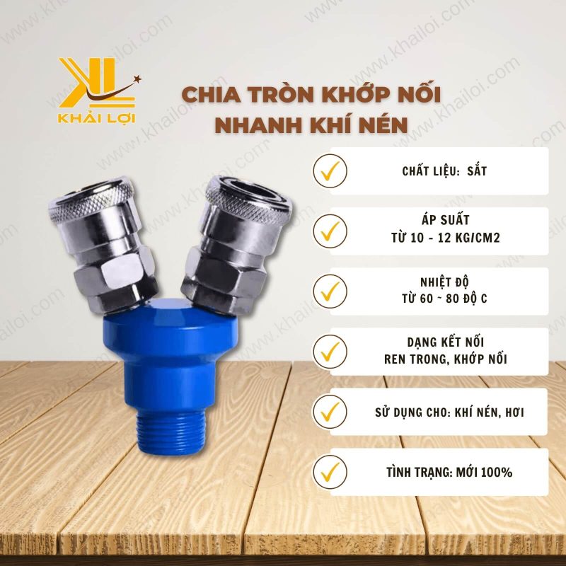 Thông số kỹ thuật Chia Tròn Khớp Nối Nhanh Khí Nén của Vật Tư Công Nghiệp Khải Lợi.