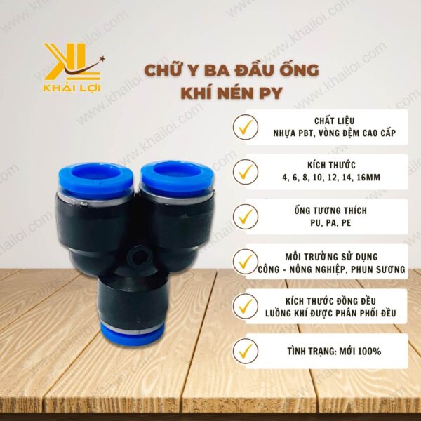 Thông số kỹ thuật Đầu nối khí nén PY của vật tư công nghiệp Khải Lợi