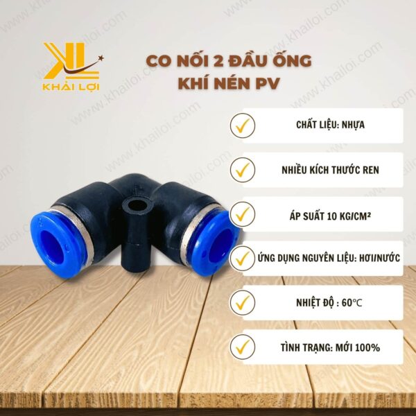 Thông số kỹ thuật Co nói 2 đầu ống khí nén PV