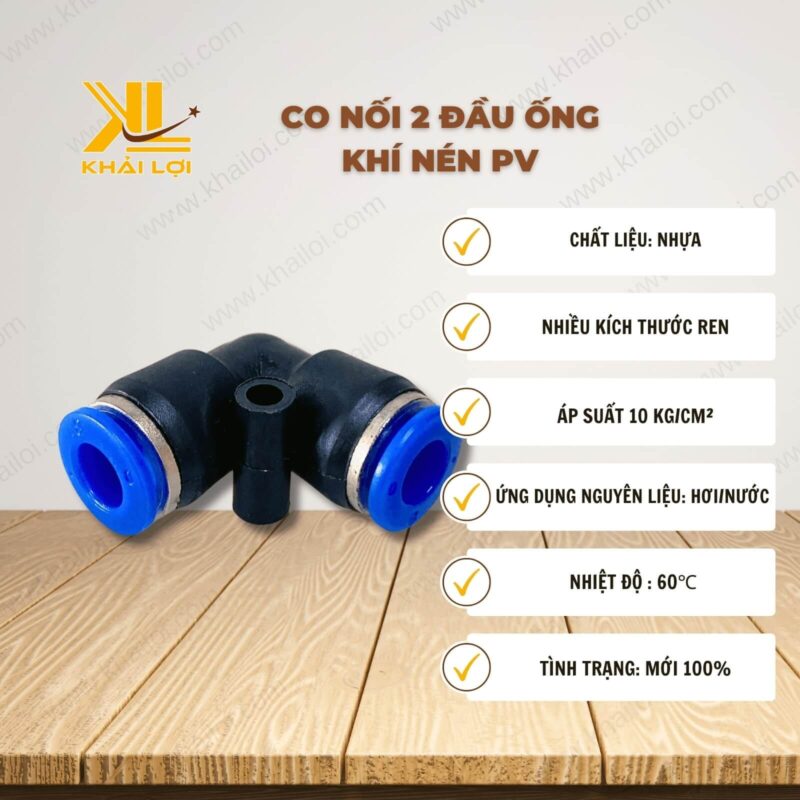 Thông số kỹ thuật Co nói 2 đầu ống khí nén PV