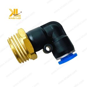 Co nối khí nén ren ngoài PL với thiết kế vuông góc.