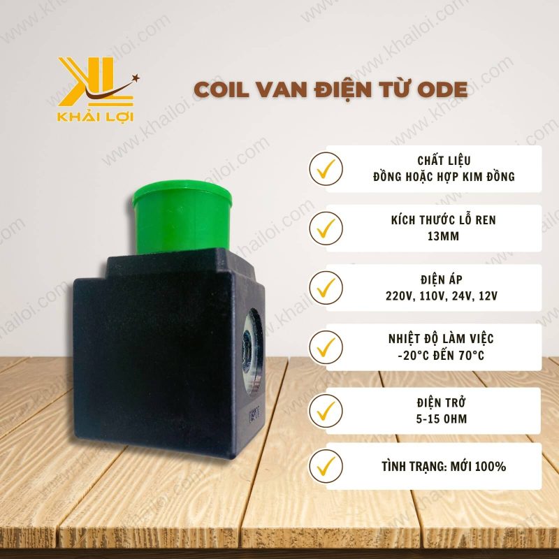 Thông số kỹ thuật Coil van điện từ ODE của Vật tư công nghiệp Khải Lợi