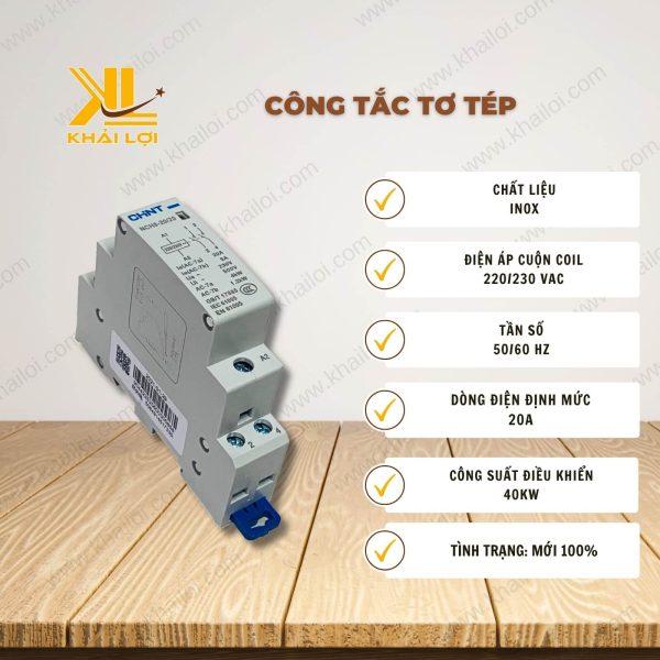 Thông số kỹ thuật 'Công tắc tơ tép' của Vật tư công nghiệp Khải Lợi.