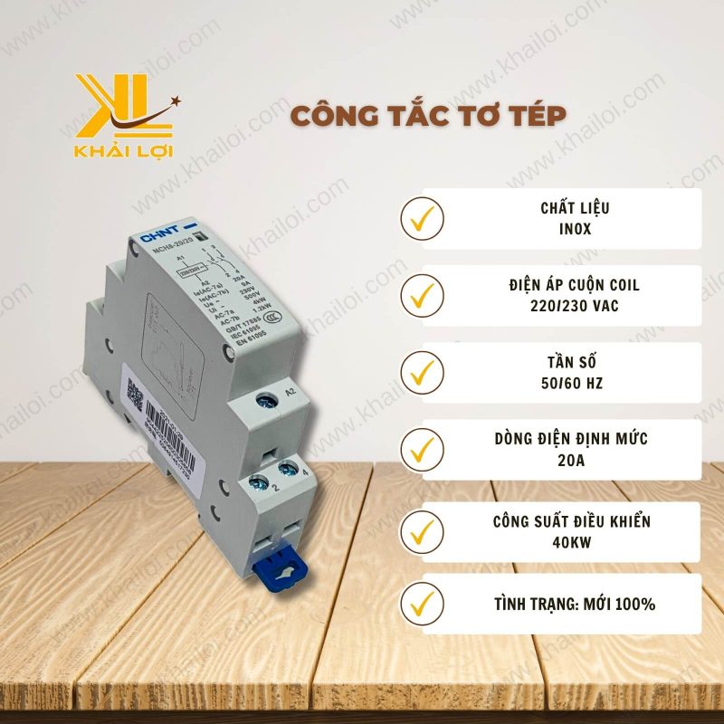 Thông số kỹ thuật 'Công tắc tơ tép' của Vật tư công nghiệp Khải Lợi.