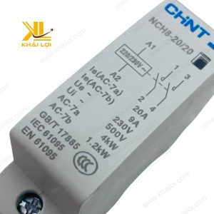 Mặt trước của công tắc tơ tép với thông số kỹ thuật và logo nhà sản xuất.