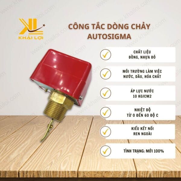 Thông số kỹ thuật 'Công tắc dòng chảy AUTOSIGMA' của Vật tư công nghiệp Khải Lợi
