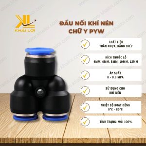 Thông số kỹ thuật của đầu nối khí nén chữ Y PYW.