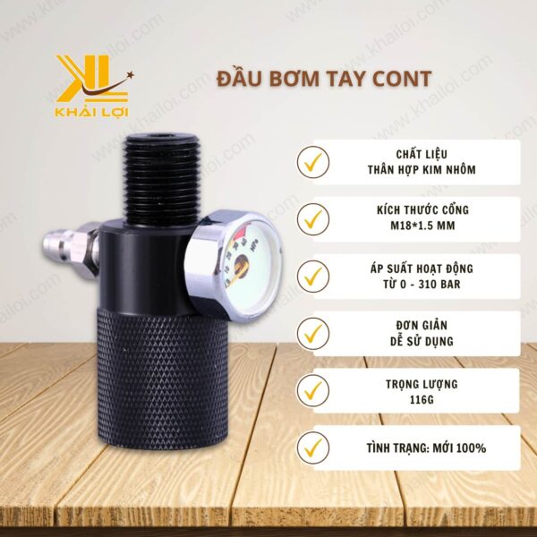 Thông số kỹ thuật Đầu bơm tay Cont của Vật tư công nghiệp Khải Lợi.