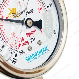 Đồng hồ áp suất HOLLAND với vỏ inox sáng bóng, chống gỉ sét và phù hợp với môi trường khắc nghiệt.