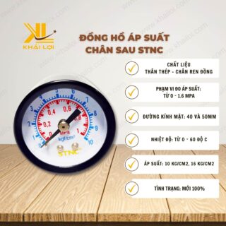 Thông số kỹ thuật đồng hồ áp suất chân sau STNC của vật tư công nghiệp Khải Lợi.