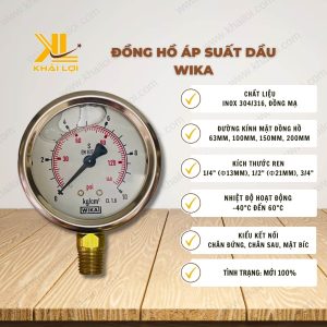 Thông số kỹ thuật của Đồng Hồ Áp Suất Dầu WIKA của vật tư công nghiệp Khải Lợi.