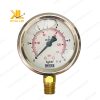 Đồng hồ áp suất dầu WIKA trên nền trắng, nổi bật vỏ inox sáng bóng.