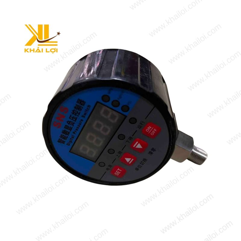Cận cảnh màn hình LCD đồng hồ áp điện tử SNS, dễ đọc với thông số áp suất chi tiết