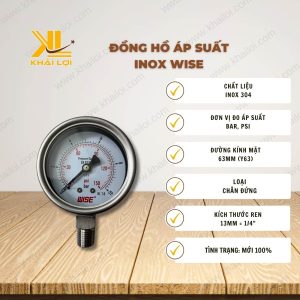 Thông số kỹ thuật Đồng hồ áp inox WISE của vật tư công nghiệp Khải Lợi