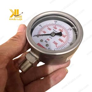 Đồng hồ áp inox WISE với vỏ inox chống gỉ, lý tưởng cho môi trường công nghiệp.