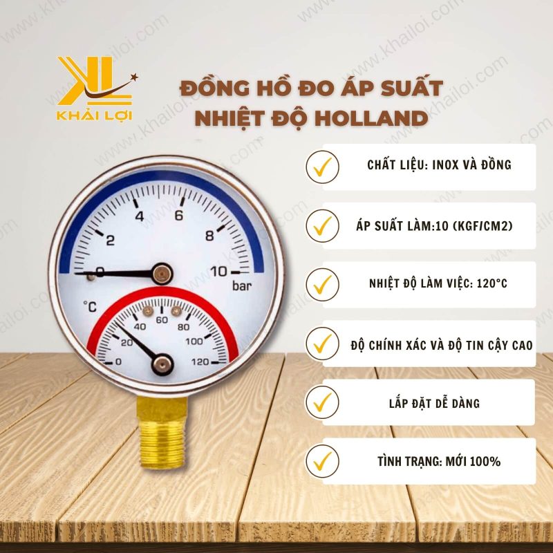 Thông số kỹ thuật Đồng Hồ Đo Áp Suất Nhiệt Độ Badotherm Holland của Vật Tư Công Nghiệp Khải Lợi.