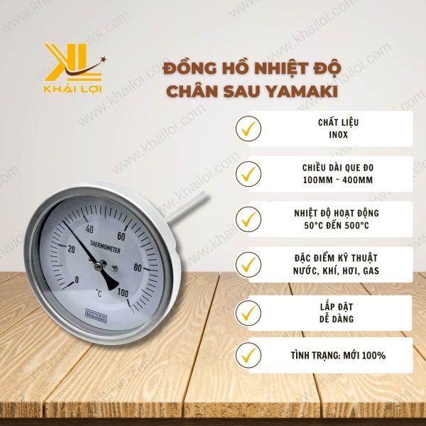 Thông số kỹ thuật 'Đồng hồ nhiệt độ Chân sau Yamaki' của Vật tư công nghiệp Khải Lợi