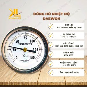 Thông số kỹ thuật Đồng hồ nhiệt độ daewon của vật tư công nghiệp Khải Lợi