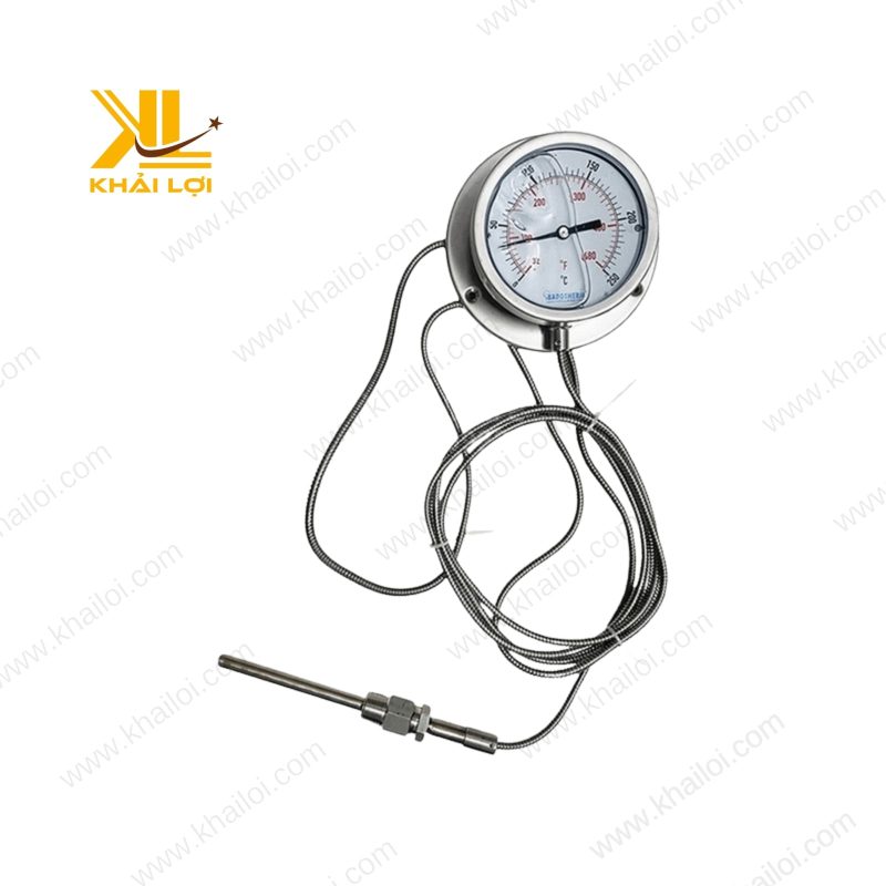 Góc chụp nghiêng làm nổi bật thiết kế bền chắc của đồng hồ nhiệt độ dây 3 mét