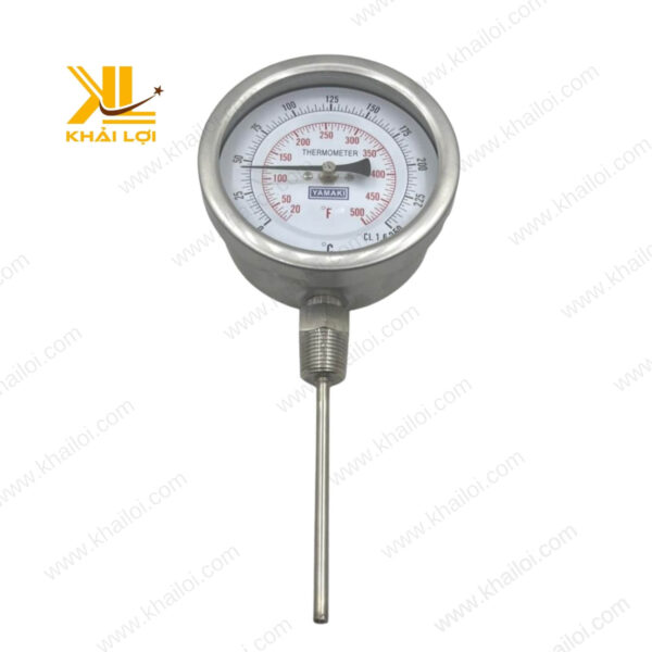 Mặt số của đồng hồ nhiệt độ Yamaki hiển thị nhiệt độ rõ ràng trong dải đo rộng.