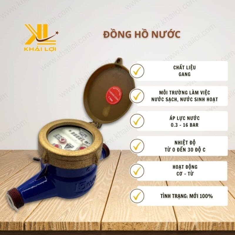Thông số kỹ thuật 'Đồng hồ nước' của Vật tư công nghiệp Khải Lợi