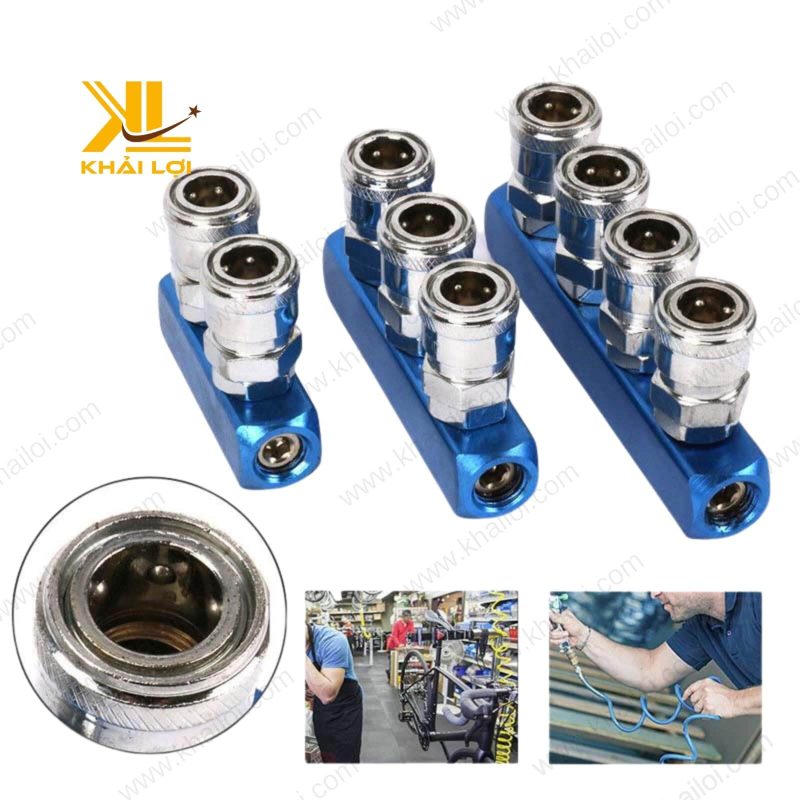 Hình ảnh thực tế của Khớp nối nhanh khí nén inox trong hệ thống khí nén công nghiệp.
