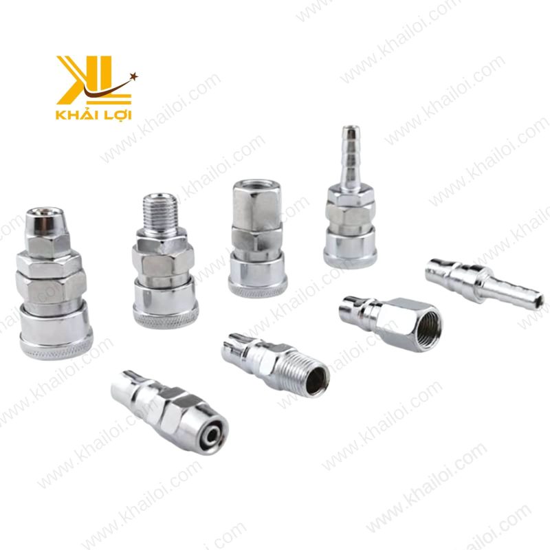 Cận cảnh đầu ren của Khớp nối nhanh khí nén inox với thiết kế chính xác cao.